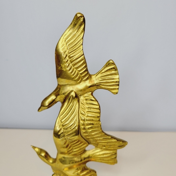 Solid Brass Flying Burds Book End Vintage Made in Tiawan 8" - Picture 3 of 9